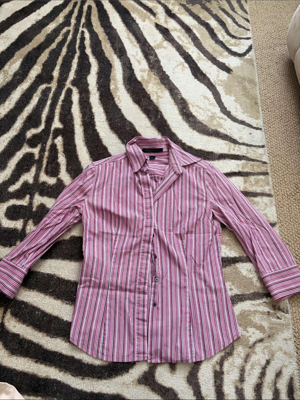 Express Pink Striped Button-Down Blouse
